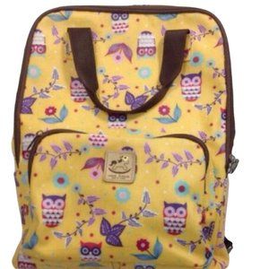 UMA HANA Yellow Owls Coated Canvas Backpack